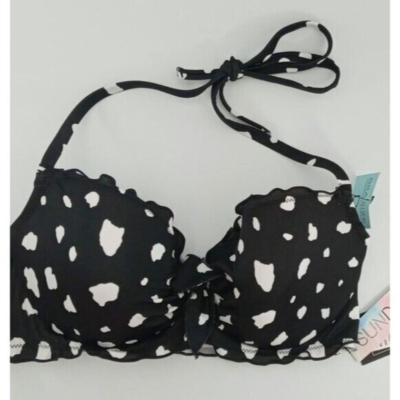 Sundazed Halter Bikini Top With Ruffle Trim Adjustable Straps Back Size 32C - Picture 3 of 6